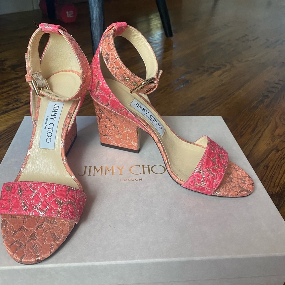 Jimmy Choo Edina with Floral Jacquard Fabric. Size 36. Womens 6